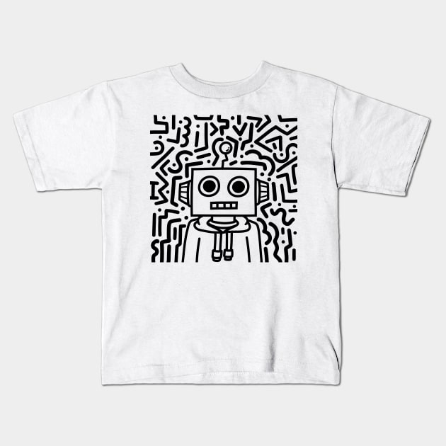 Doodle robot Kids T-Shirt by KammyBale